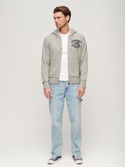 Superdry Light Grey Marl / Dark Grey 100% Cotton Vintage Athletic Zip Hoodie - Image 2 of 6
