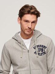 Superdry Light Grey Marl / Dark Grey 100% Cotton Vintage Athletic Zip Hoodie - Image 3 of 6