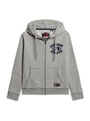 Superdry Light Grey Marl / Dark Grey 100% Cotton Vintage Athletic Zip Hoodie - Image 4 of 6