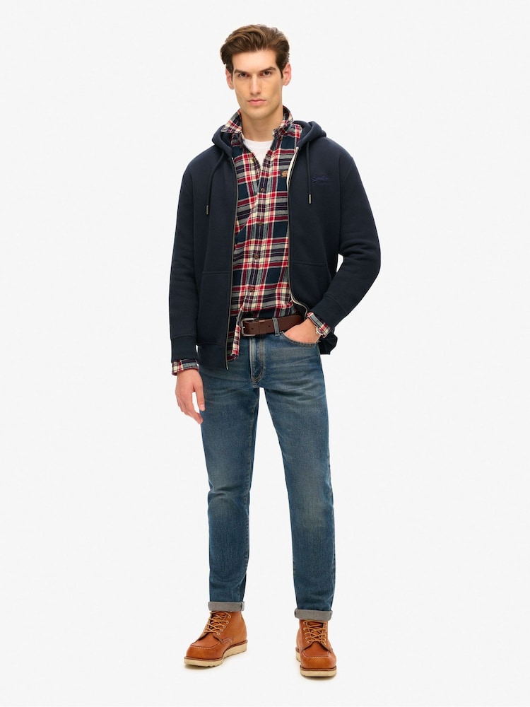 Superdry Blue Eclipse Navy Essential Logo Zip-Up Hoodie - Image 3 of 7
