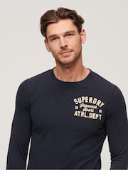 Blau - Superdry Vintage Athletic Chest Langarm-T-Shirt aus 100 % Baumwolle - Bild 3 von 6