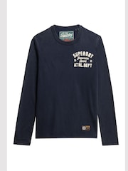 Blau - Superdry Vintage Athletic Chest Langarm-T-Shirt aus 100 % Baumwolle - Bild 4 von 6
