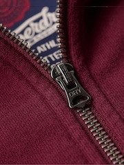 Superdry Rich Burgundy Vintage Athletic ZIp 100% Cotton Hoodie - Image 5 of 6
