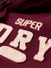 Superdry Rich Burgundy Vintage Athletic ZIp 100% Cotton Hoodie - Image 6 of 6