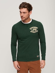 Superdry Green 100% Cotton Vintage Athletic Chest Long Sleeve T-Shirt - Image 1 of 6