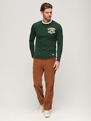 Superdry Green 100% Cotton Vintage Athletic Chest Long Sleeve T-Shirt - Image 2 of 6