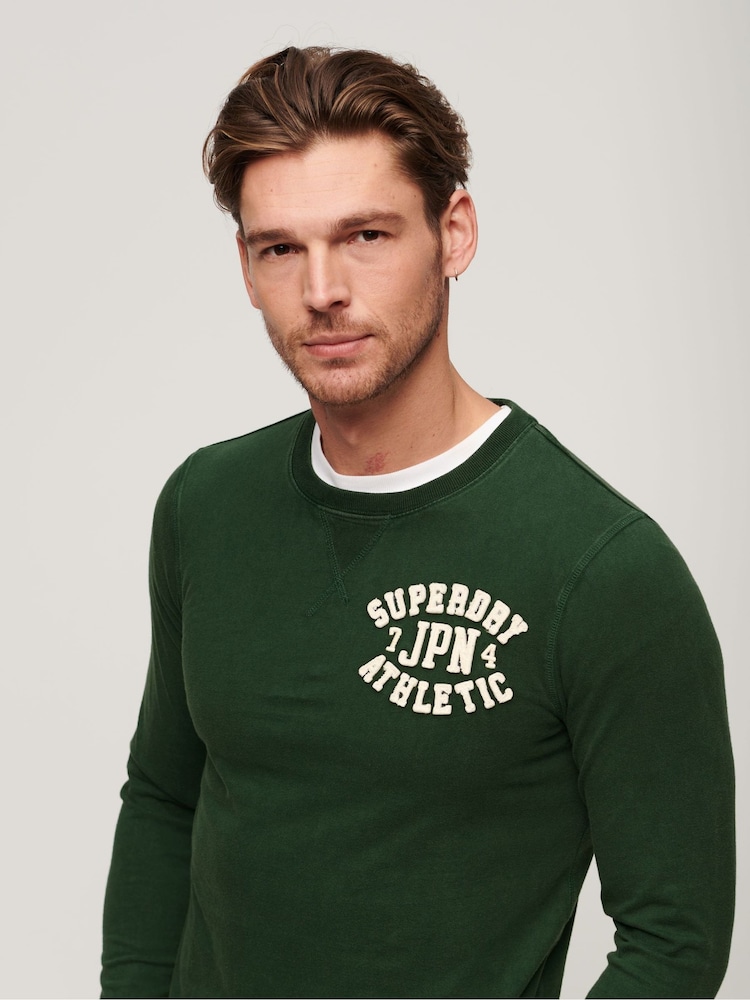Superdry Green 100% Cotton Vintage Athletic Chest Long Sleeve T-Shirt - Image 3 of 6
