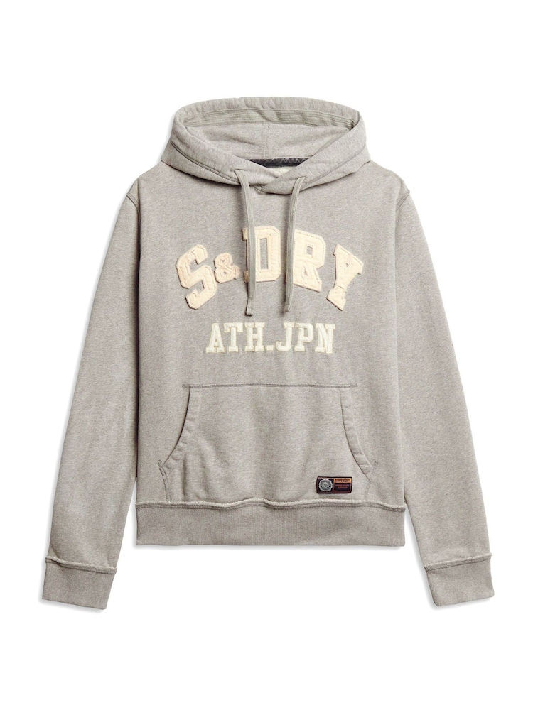 Superdry Light Grey Marl / Dark Grey 100% Cotton Vintage Athletic Hoodie - Image 6 of 6