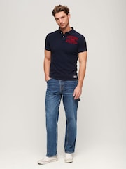 Superdry Eclipse Navy/Red 100% Cotton Vintage Athletic Polo Shirt - Image 2 of 6