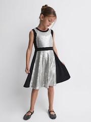 Reiss Black Libra Relaxed Fit Sequin Dress - Image 1 of 5