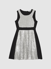 Reiss Black Libra Relaxed Fit Sequin Dress - Image 2 of 5