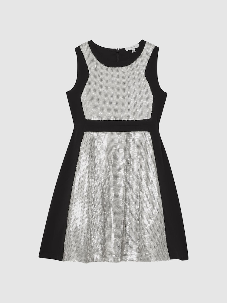 Reiss Black Libra Relaxed Fit Sequin Dress - Image 2 of 5