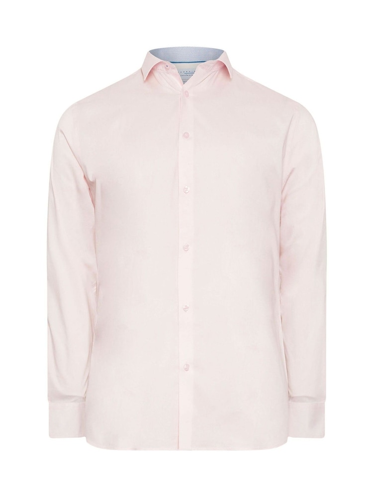 BadRhino Big & Tall Pink Premium Stretch Long Sleeve Formal Shirt - Image 2 of 3 BadRhino Big & Tall Pink Premium Stretch Long Sleeve Formal Shirt - Image 2 of 3