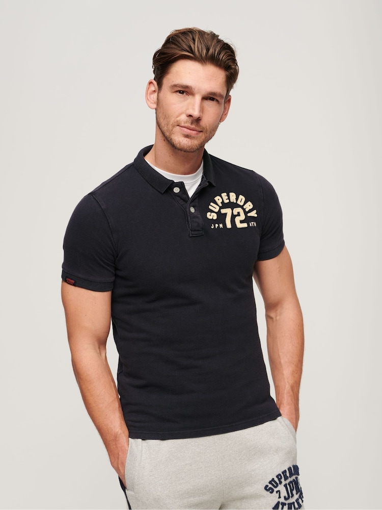 Superdry Blue 100% Cotton Vintage Athletic Polo Shirt - Image 1 of 6