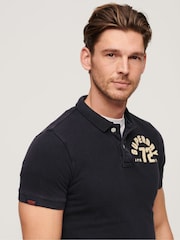 Superdry Blue 100% Cotton Vintage Athletic Polo Shirt - Image 3 of 6