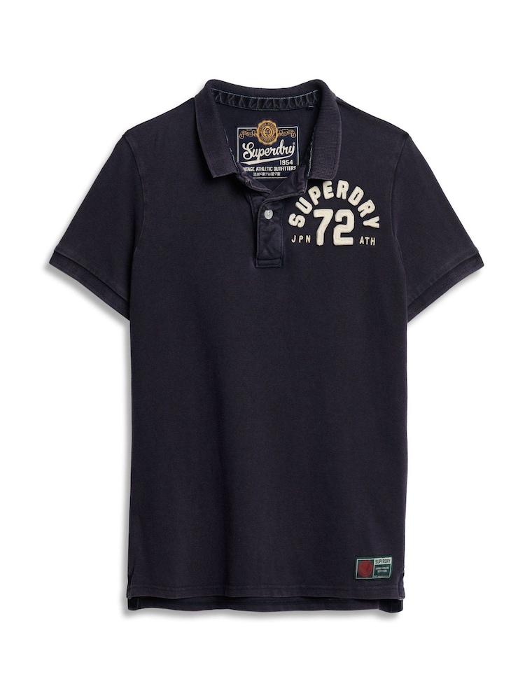 Superdry Blue 100% Cotton Vintage Athletic Polo Shirt - Image 4 of 6