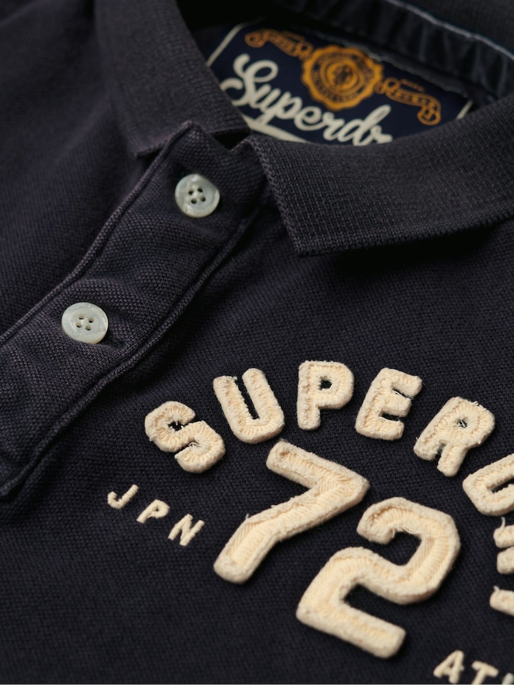 Superdry Blue 100% Cotton Vintage Athletic Polo Shirt - Image 5 of 6