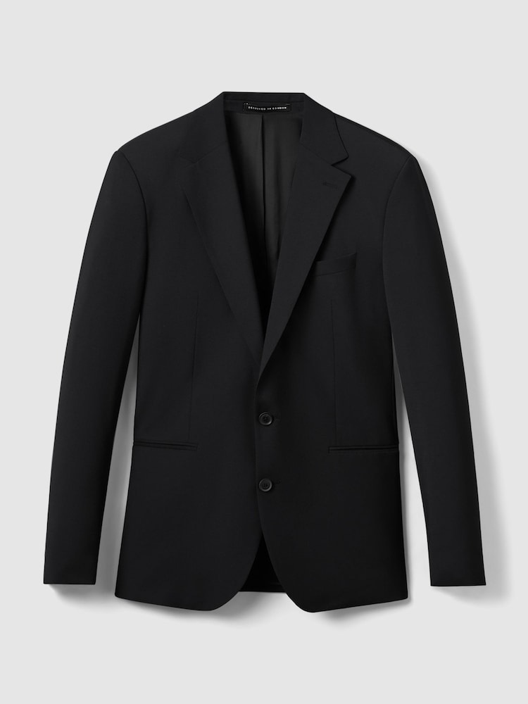 Reiss Black Hope Slim-Fit Wool-Blend Single-Breasted Suit Blazer - Image 2 of 8