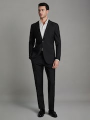 Reiss Black Hope Slim-Fit Wool-Blend Single-Breasted Suit Blazer - Image 3 of 8