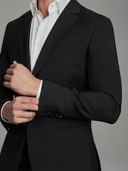 Reiss Black Hope Slim-Fit Wool-Blend Single-Breasted Suit Blazer - Image 4 of 8