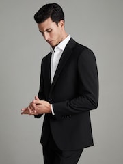 Reiss Black Hope Slim-Fit Wool-Blend Single-Breasted Suit Blazer - Image 8 of 8