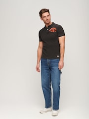Superdry Washed Black 100% Cotton Vintage Athletic Polo Shirt - Image 2 of 6
