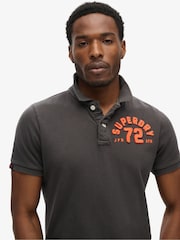 Superdry Washed Black 100% Cotton Vintage Athletic Polo Shirt - Image 3 of 6