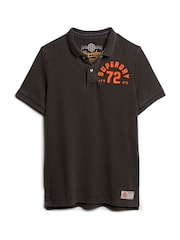 Superdry Washed Black 100% Cotton Vintage Athletic Polo Shirt - Image 4 of 6
