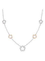 Beaverbrooks Silver and Rose Gold Plated Flower Necklace - Image 1 of 2