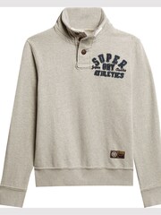 Superdry Light Grey Marl/Dark Grey Vintage Athletic Henley 100% Cotton Jumper - Image 4 of 6