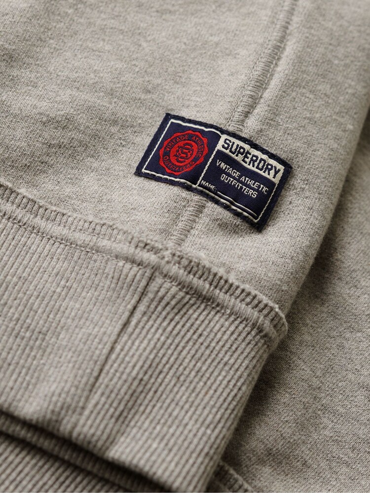 Superdry Light Grey Marl/Dark Grey Vintage Athletic Henley 100% Cotton Jumper - Image 6 of 6