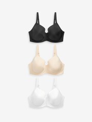 Black/White/Nude DD+ Pad Full Cup Smoothing T-Shirt Bras 3 Pack - Image 6 of 10