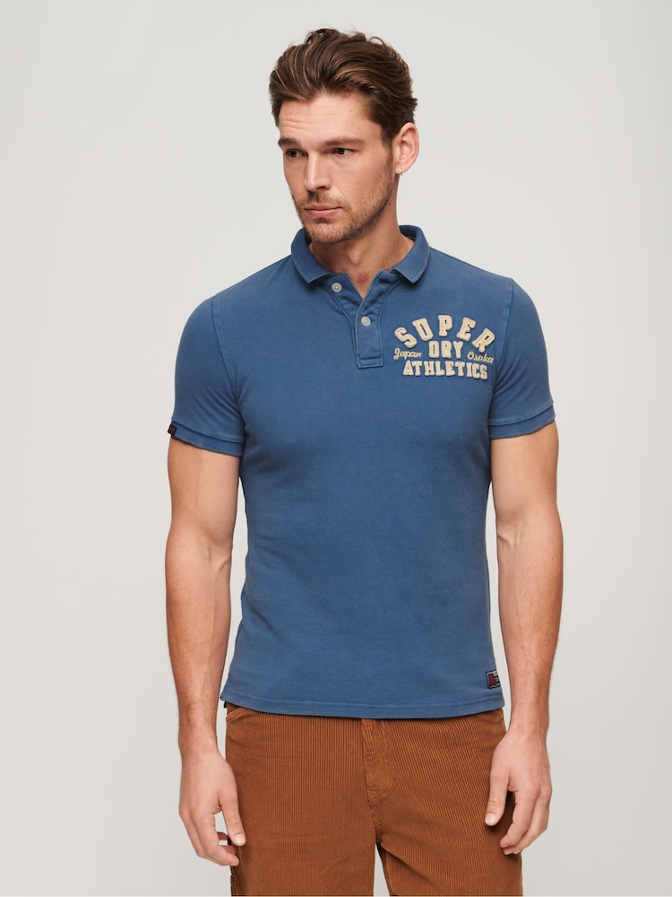 Superdry Voltage Blue 100% Cotton Vintage Athletic Polo Shirt - Image 1 of 6