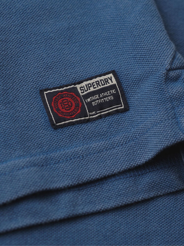 Superdry Voltage Blue 100% Cotton Vintage Athletic Polo Shirt - Image 6 of 6