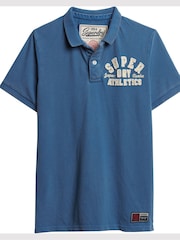 Superdry Voltage Blue 100% Cotton Vintage Athletic Polo Shirt - Image 7 of 7