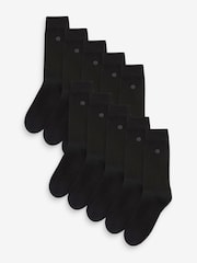 Black 10 Pack Cushioned Sole Comfort Socks - Image 2 of 4