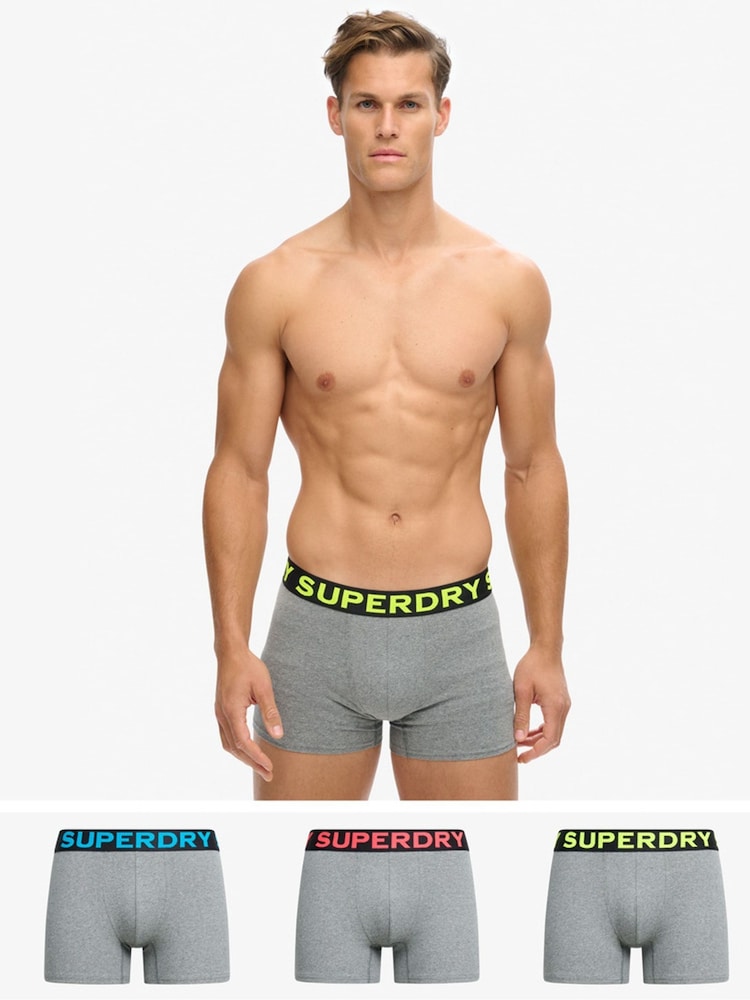 Superdry Noos Grey Marl Boxers 3 Pack - Image 1 of 8