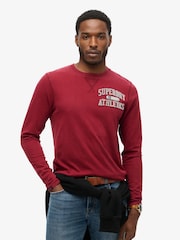 Superdry Red 100% Cotton Vintage Athletic Chest Long Sleeve T-Shirt - Image 1 of 4