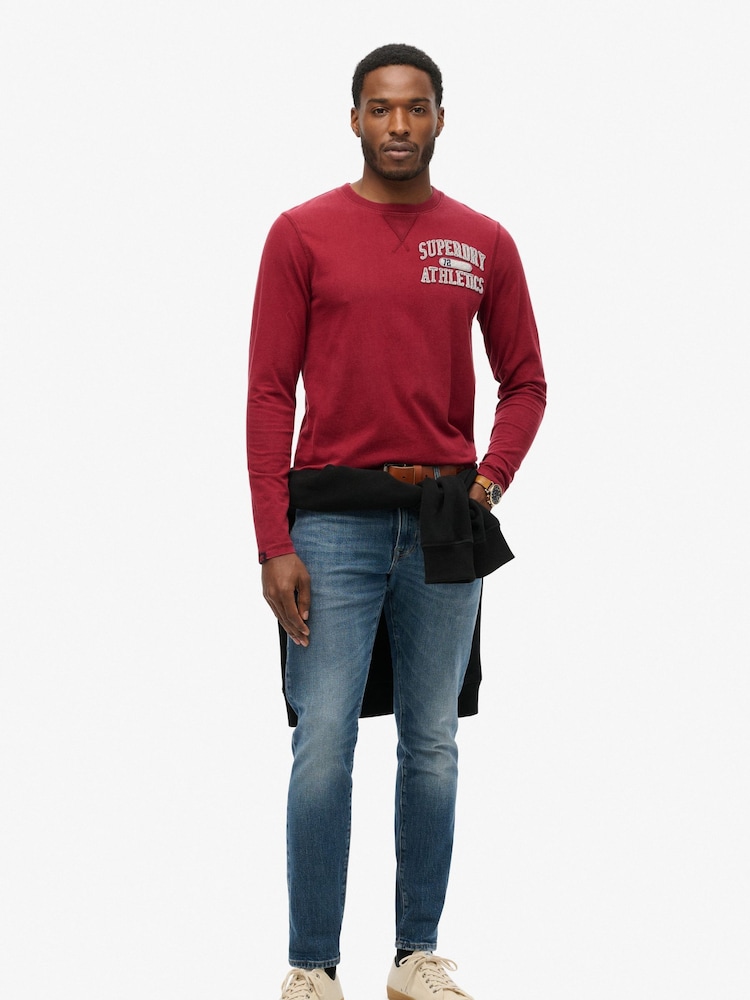 Superdry Red 100% Cotton Vintage Athletic Chest Long Sleeve T-Shirt - Image 4 of 4