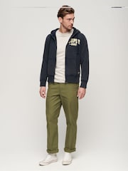 Superdry Rich Navy Vintage Athletic ZIp 100% Cotton Hoodie - Image 2 of 6