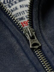 Superdry Rich Navy Vintage Athletic ZIp 100% Cotton Hoodie - Image 5 of 6