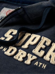 Superdry Rich Navy Vintage Athletic ZIp 100% Cotton Hoodie - Image 6 of 6