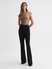 Reiss Camel Bonnie Layered V-Neck T-Shirt - Image 3 of 5