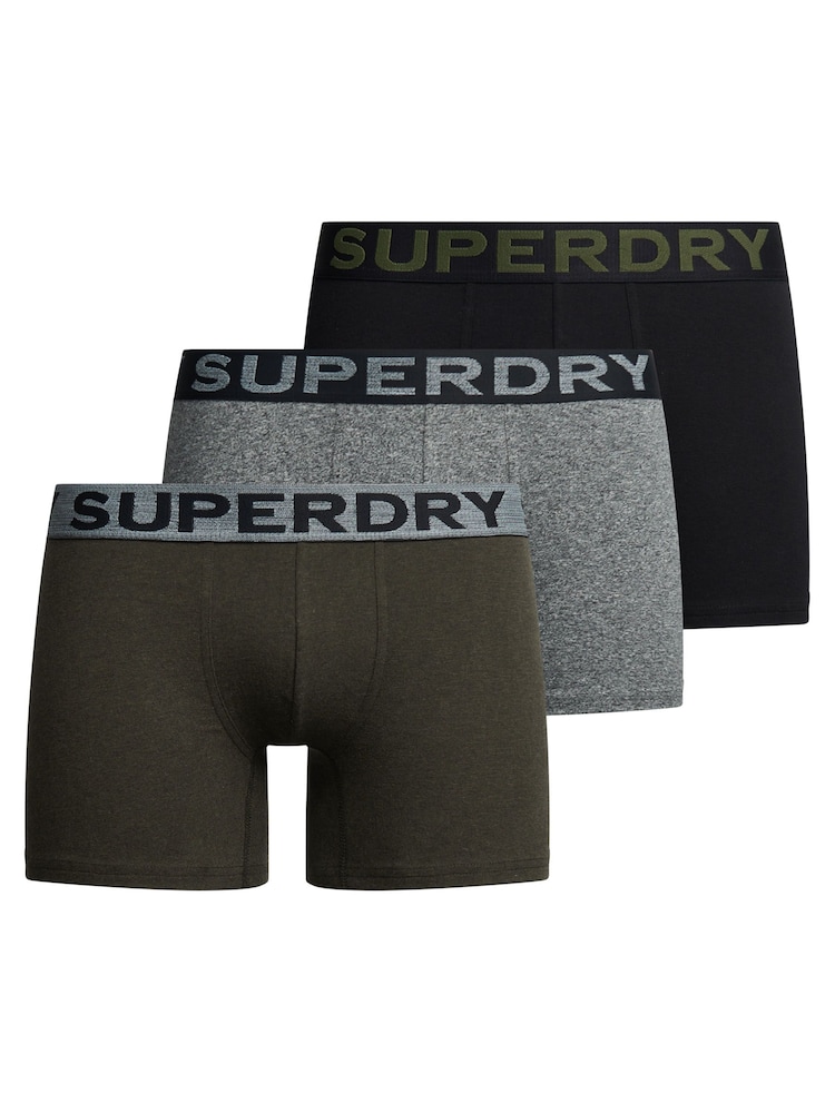 Superdry Asphalt /Winter Kahki/Black Boxers 3 Pack - Image 1 of 8