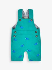 JoJo Maman Bébé Green Dino Embroidered Short Dungarees - Image 4 of 5