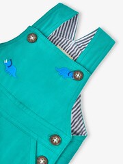 JoJo Maman Bébé Green Dino Embroidered Short Dungarees - Image 5 of 5