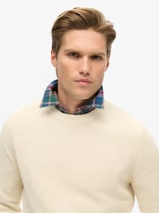 Superdry Ecru Heather Textured Crew 100% Cotton Knit Jumper - Image 2 of 7