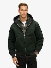 Superdry Jet Set Green 100% Cotton Surplus Hooded Bomber Jacket - Image 2 of 7