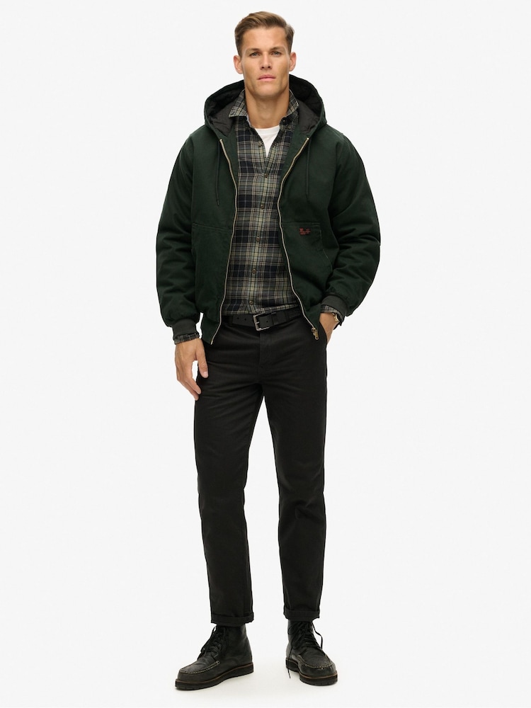 Superdry Jet Set Green 100% Cotton Surplus Hooded Bomber Jacket - Image 3 of 7