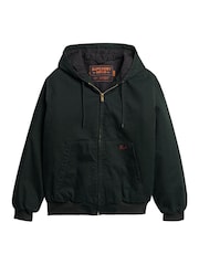 Superdry Jet Set Green 100% Cotton Surplus Hooded Bomber Jacket - Image 5 of 7